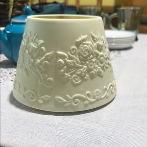 Embossed Floral candle lamp fairy cottagecore Ceramic Shade - Ivory